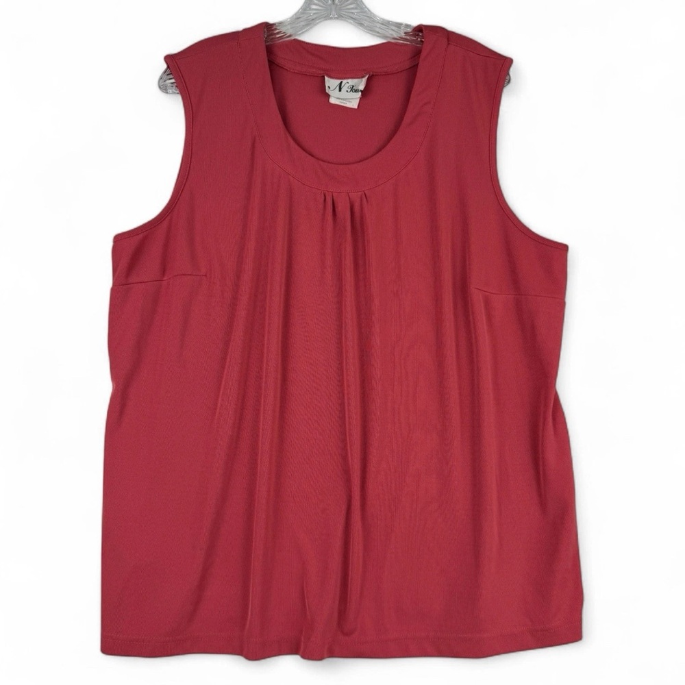 N Touch Blouse Top Womens Plus Size 2X Coral Pink Stretch Sleeveless